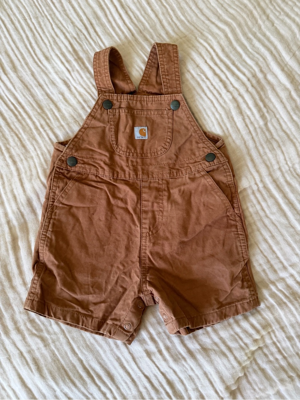 Carhartt Kids Rust Brown Short Overalls 24M